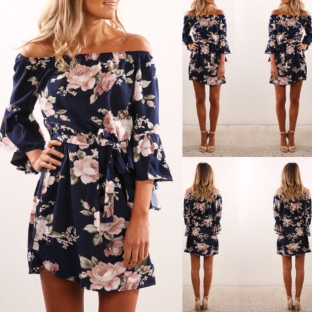 Sexy Off Shoulder Boho Dress - Picture 2 of 6